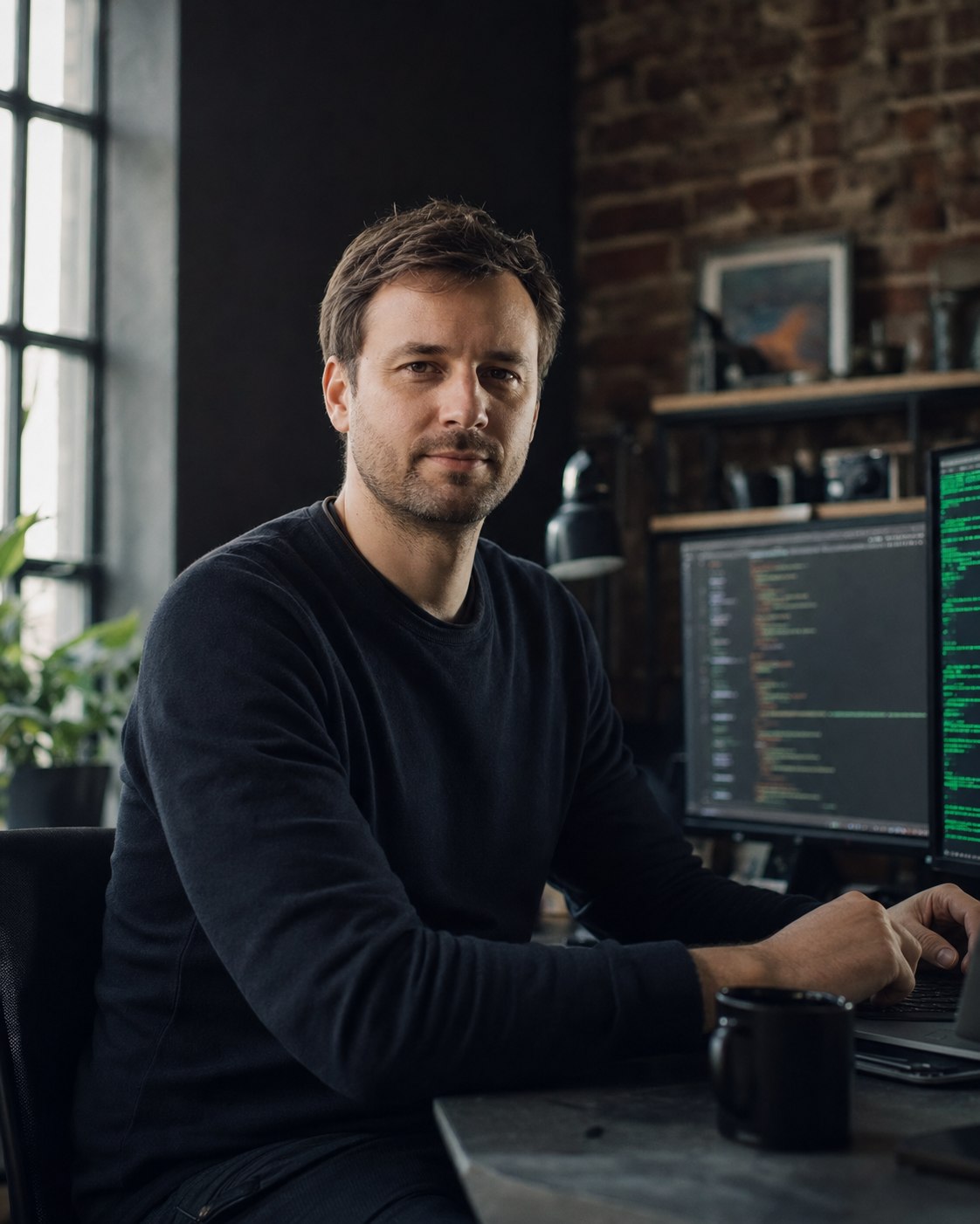 Alex Berger an seinem Arbeitsplatz in Leipzig